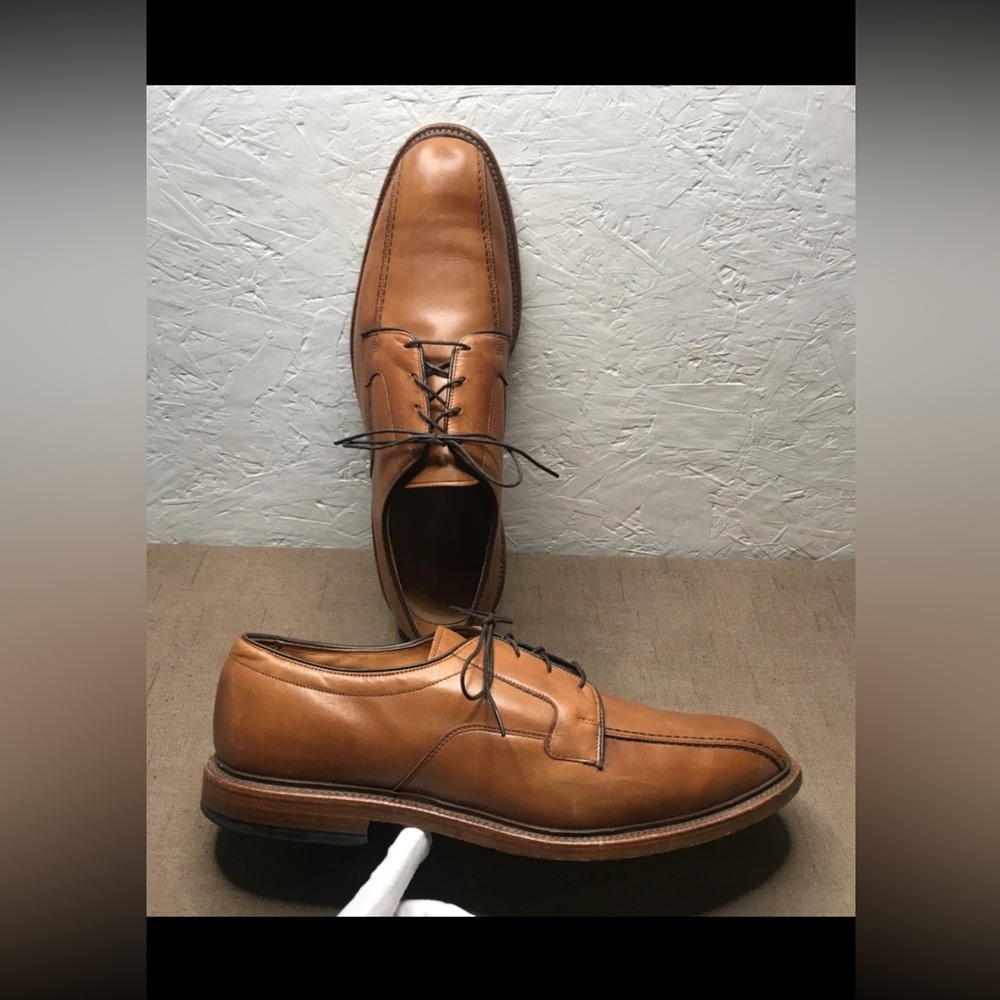 Allen Edmonds Hillcrest Men's Derby Shoes Tan Brown Leather Size 14D Made in USA